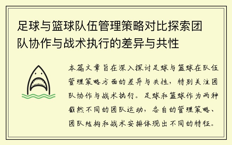足球与篮球队伍管理策略对比探索团队协作与战术执行的差异与共性